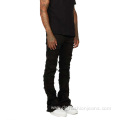 Black Custom Vintage Wash Stacked Jeans Men